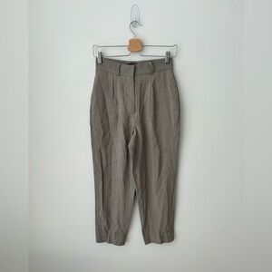 Judith and Charles high waist pleated linen grey trouser pant